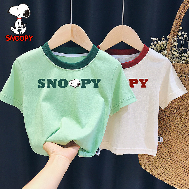 Snoopy Snoopy baby short-sleeved T-shirt summer 2022 new children's Western style half-sleeved children's T-shirt cotton