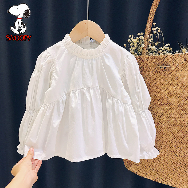 History Nubi Children Suit Spring Autumn Season Blouse Girl White Shirt 2022 New Female Baby Autumn Dress Bubble Sleeve Shirt
