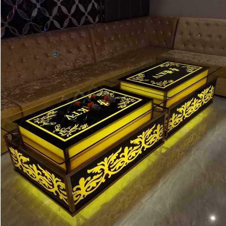 ktv sofa cassette compartment luminous tea table minimalist European-style set up bar stainless steel glazed personality Seven colors
