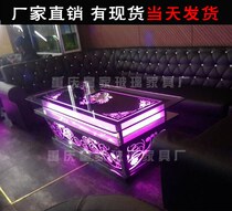 Tea table ktv luminous tea table minimalist bar marble table European-style bag holder tempered glass customized 28