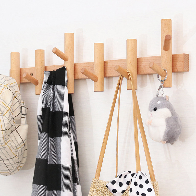 Solid wood clothes hook entry door porch wall clothes key wall hanging entry door rear wall coat rack wooden hanger