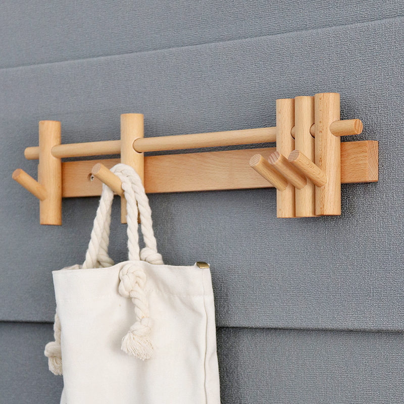 Solid wood hooks into the door Entrance Wall Clothes Hat Hook on the bedroom wall hanging hanger door After hanging clothes hangers door After hanging clothes hangers-Taobao