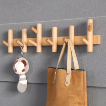 Hook entrance wall coat hook entry door wall solid wood coat hanger creative wooden coat hook free of punching