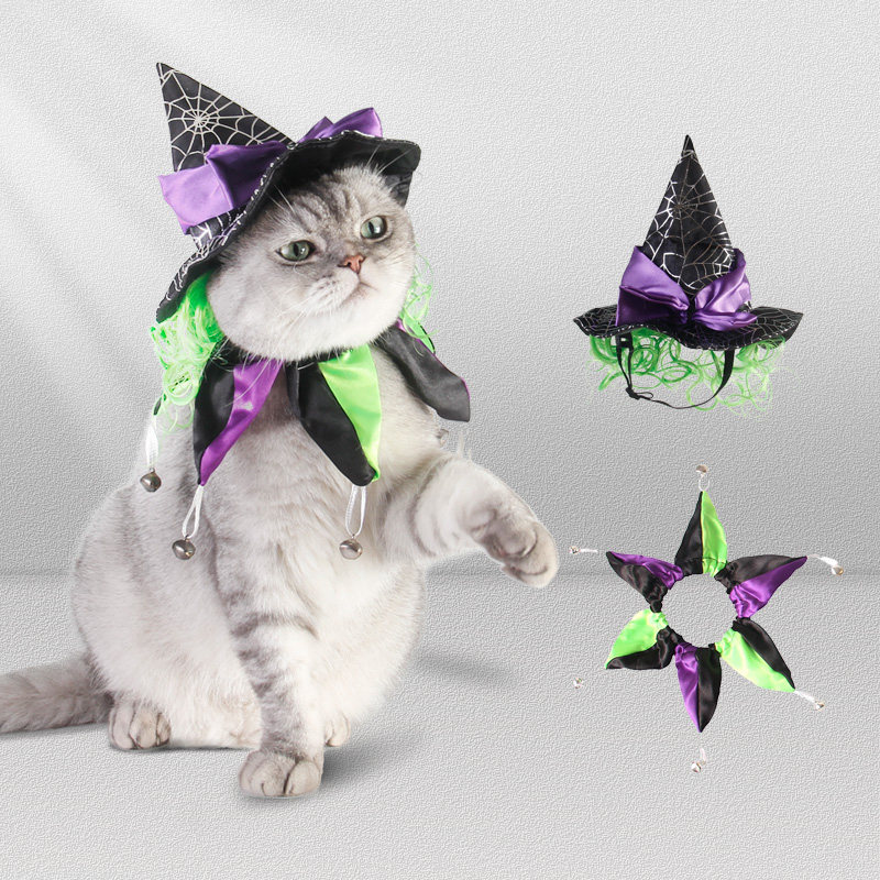 Guitzai kitty clothes Halloween hat Hood Cape pets Changing Clothing Caps Autumn winter to blame for the holiday suit