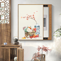 New Chinese meter box decoration painting vertical shielding distribution box weak power box power switch restaurant hanging painting free of punching