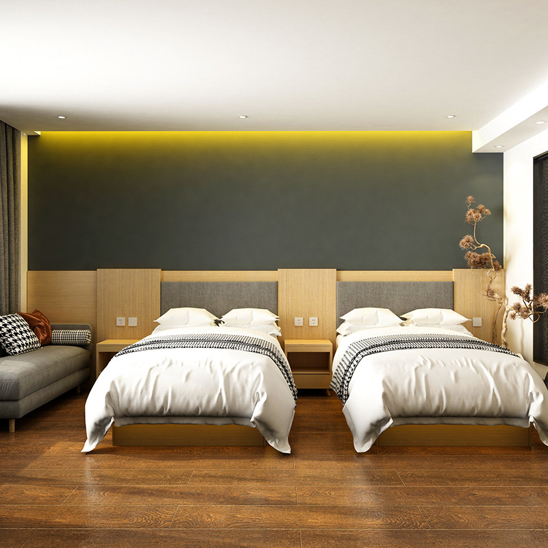 Hotel Guesthouse Furniture Design Quick Boutique Brief Guest Room Apartment Folk Accommodation Double Punctuator Large Bed Complete Custom