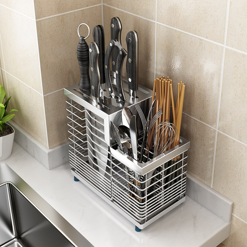 [USD 26.91] 304 Stainless steel knife holder kitchen knife base wall ...