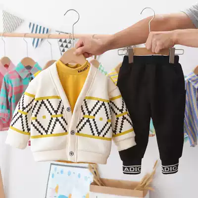 Korean boy's suit autumn 1-3 years old tide 2 children's clothing handsome three-piece Children's foreign school children's clothing