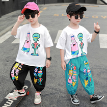 South Korean boys summer clothing suit 2021 new wave baby Yangqi Fashionable Clothes Tide Children Handsome Short Sleeve Children Clothing