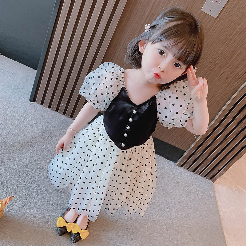 South Korean children's dress for girls summer clothing 2021 children's round points princess nepotism baby girl summer bubble sleeveless dresses