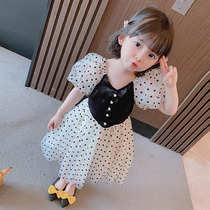 South Korean childrens dress girl dress girl summer clothing 2021 children round dot princess nepotism baby girl summer bubble sleeveless dress
