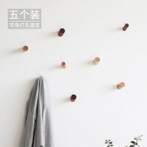 ins small hook Nordic non-hole wall hanging no-mark creative wall porch log hanger single clothing store