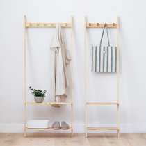 Solid wood floor-to-ceiling hanger entrance wall hanger bedroom coat rack household hanging clothes simple storage rack