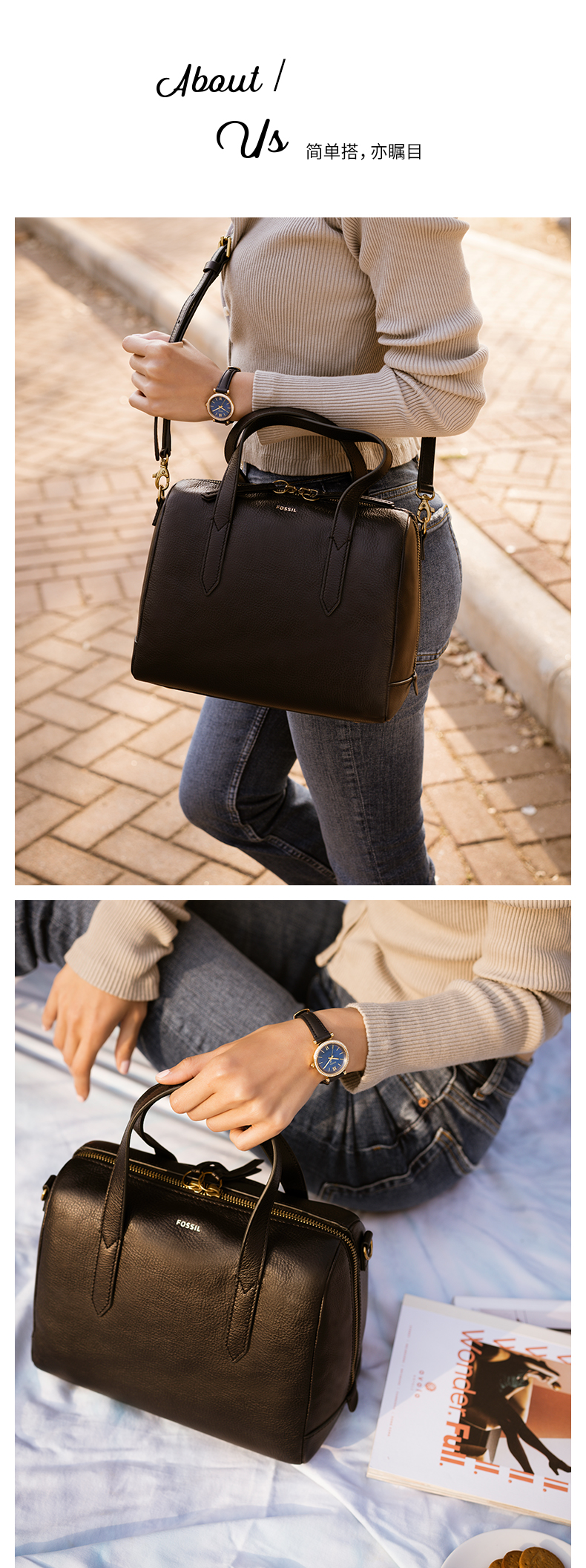 Fossil 化石 SYDNEY系列 女式单肩包手提包 SHB1978  双重优惠折后￥677.5包邮包税 3色可选 返50元猫超卡