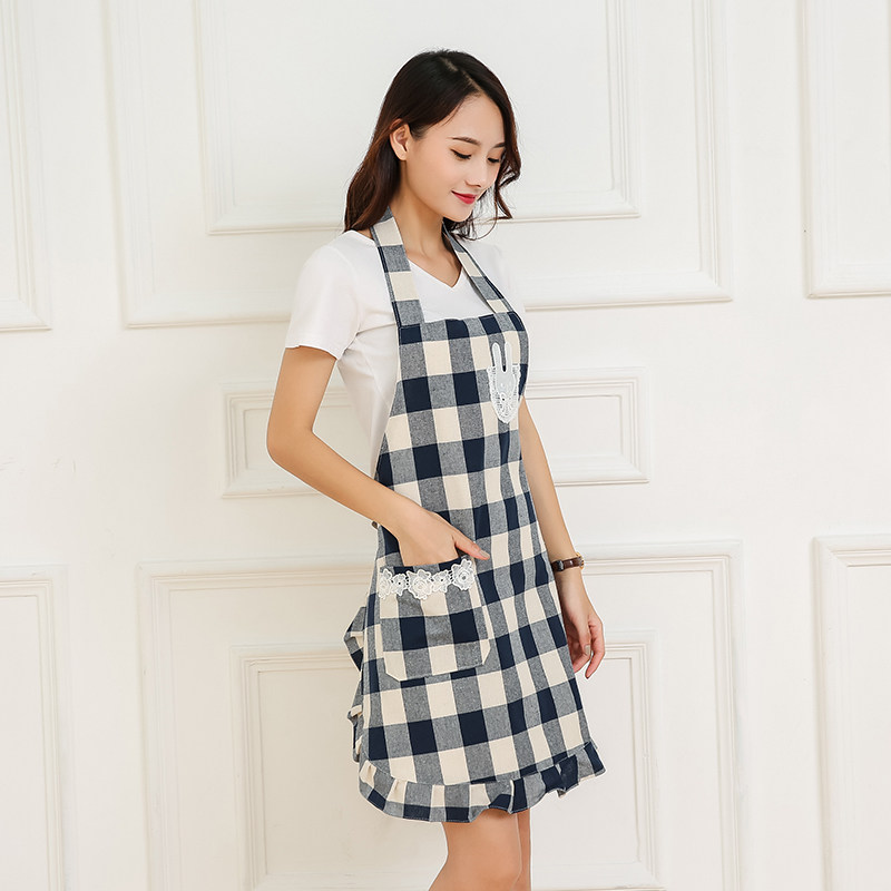 Apron women fashion home creative kitchen Waterproof and oilproof cover coat Korean nail art restaurant uniform Adult coat