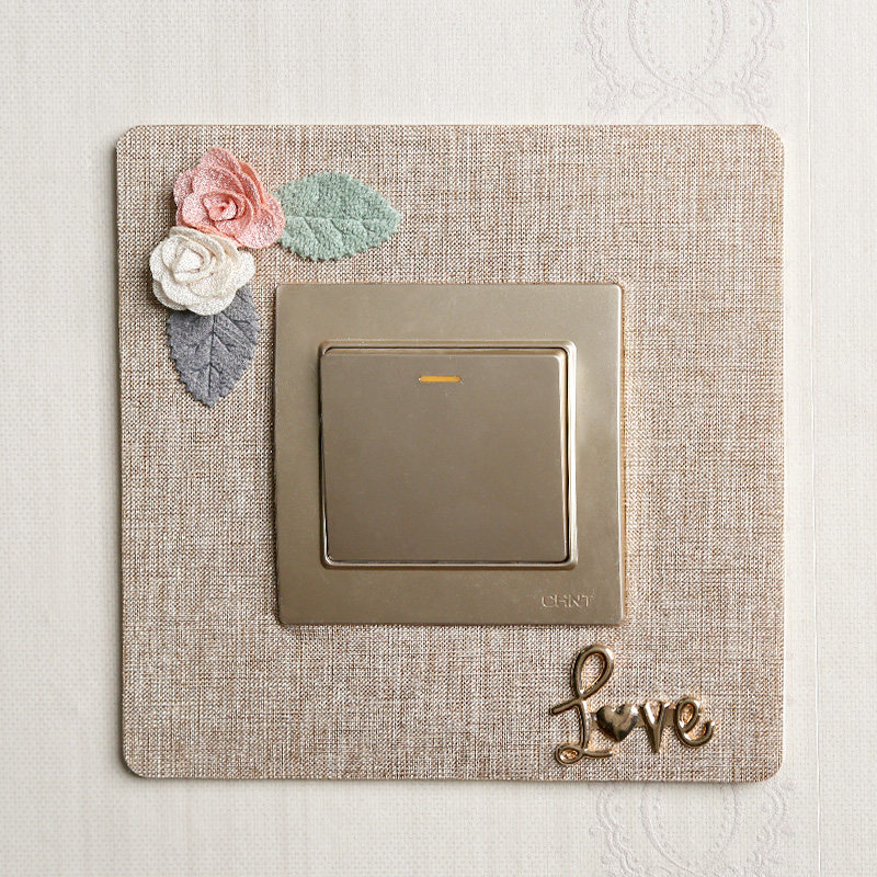 Switch applique home living room European style fabric Decorative Wall Sticking Room Power Switch Sleeve Protective Sleeve Free socket sleeve