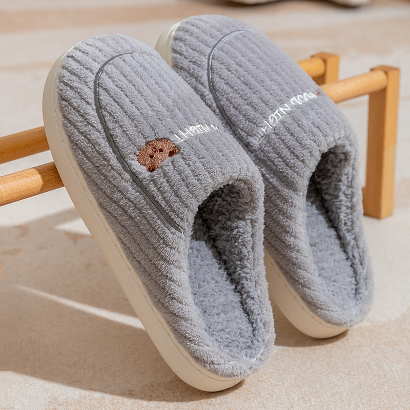 Older people warm household men's cotton slippers large-scale winter indoor household plush slippers thick soles anti-skid winter