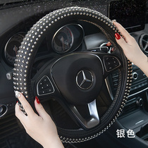 Leather steering wheel cover summer leather personality new rivets net red female non-slip car tide brand four seasons universal handle cover