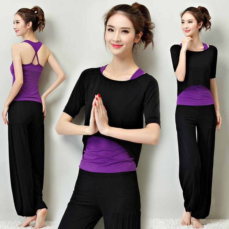 Yoga Suit Women's Fitness Playground Three Sets Loose Mesh Red Sports High-end Fashion Yoga Clothes Professional Look Good