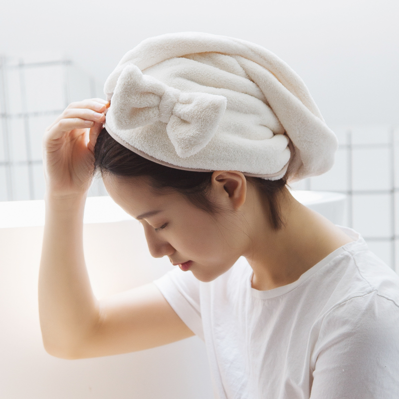 Dry Hair Cap Woman Suction Speed Dry Super Bath Hat Cute Thickening Bag Turban Cartoon Children Pure Cotton Net Red Free Blow