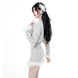 Куртка, демисезонный приталенный комплект, платье-комбинация