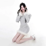 Куртка, демисезонный приталенный комплект, платье-комбинация