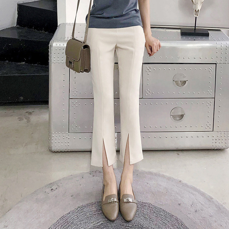 I Tchooiate microlabroadlegged casual pants female display slim 100 hitch with fork horn pants High waist Han version 90% pants