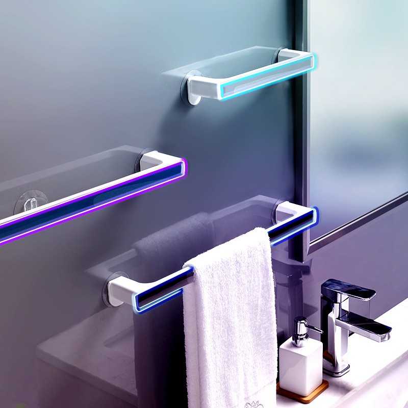 Nordic simple towel rack perforated toilet bathroom suction cup hanger bath towel shelf storage wall hanging pole