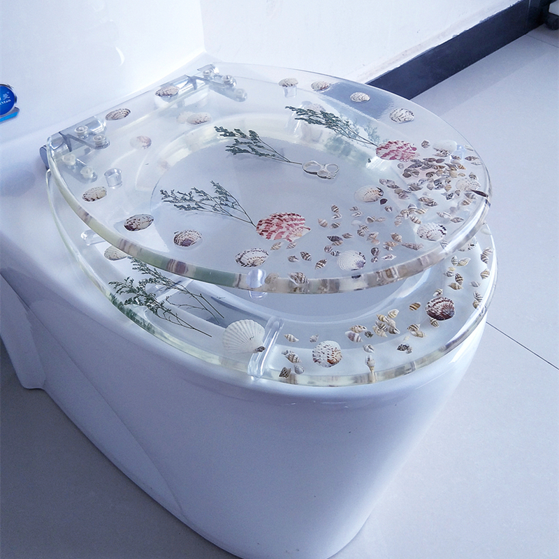 Transparent resin toilet cover household toilet seat toilet cover UVO type universal old-fashioned toilet accessories slow down thickening