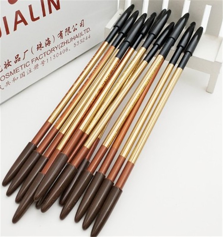 Bút chì kẻ lông mày cổ điển hai đầu mỗi lần chống thấm hàng hóa bền đôi đầu siêu mịn hai màu bút chì kẻ mắt có thể có màu nâu đen - Bút chì lông mày / Bột / Stick chì kẻ mày dearmay sketch eyebrow pencil