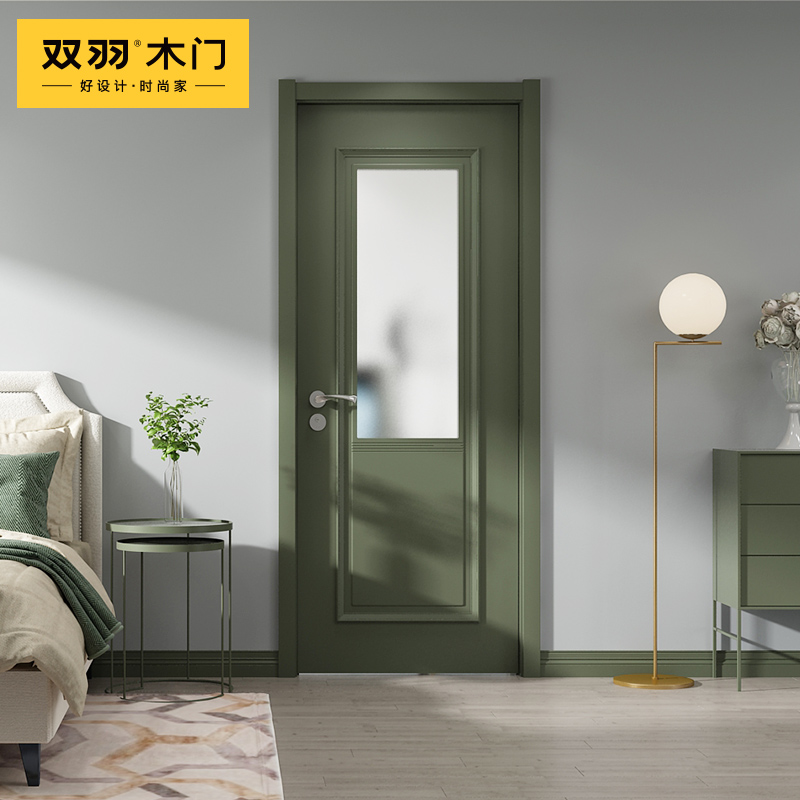 Double down wooden door minimalist indoor door Kitchen Door Toilet Door Custom Glass Door PD016-Taobao
