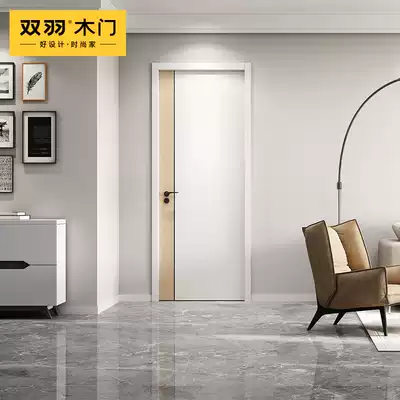 Double feather wooden door simple silent interior door fashion bedroom door custom household solid wood composite door XKB-004