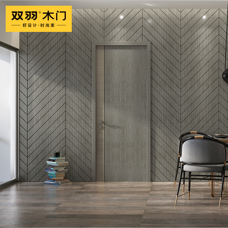 Double down wooden door minimalist indoor door bedroom door custom-made wooden door baking lacquered home solid wood composite door XKA-003-Taobao