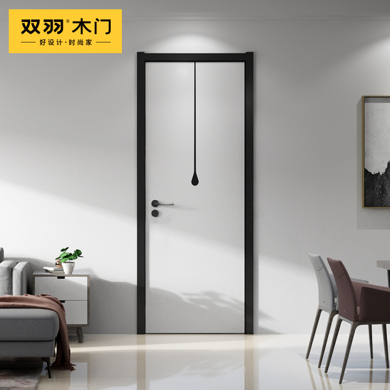 Double down wood door modern minimalist bedroom door set door grilled lacquered door solid wood composite room door PH-003-Taobao