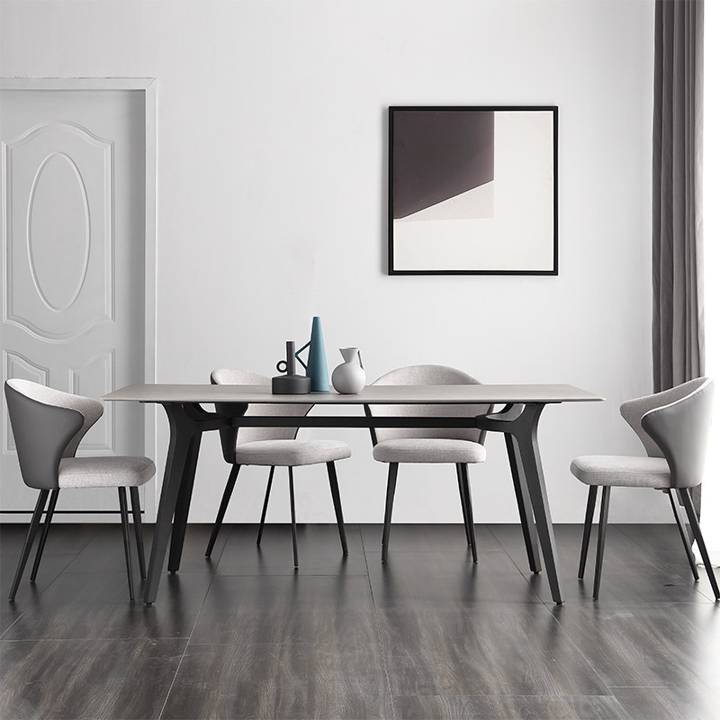 Italian minimalist rock board table simple modern rectangular household table Nordic light luxury dining table and chair combination