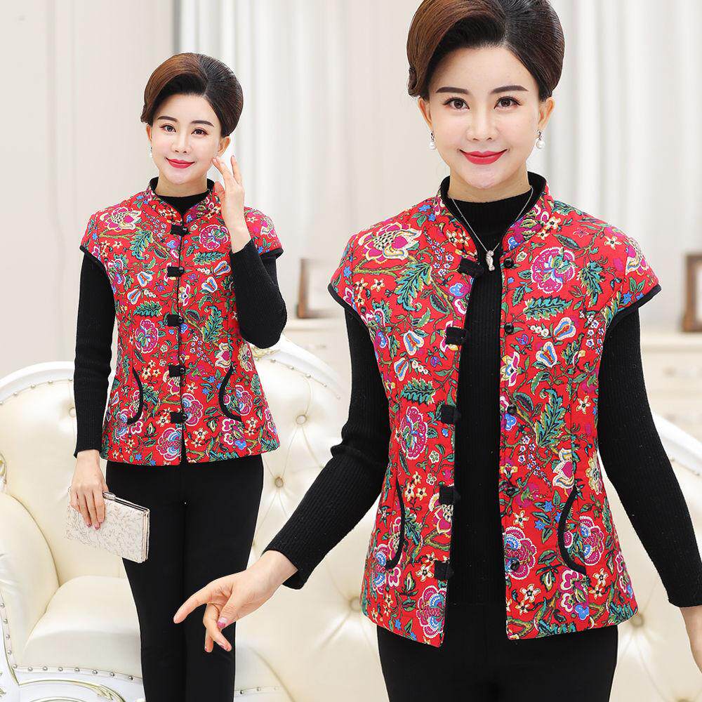 Middle-aged women dress large-yard spring and autumn mom installed loose vest to keep warm shoulder guard grandma Kan shoulder