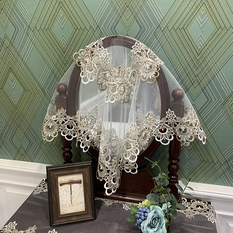 light lavish lace cover towel makeup table cloth cover cloth cover makeup mirror face anti-dust cloth make-up table mirror shielded curtain