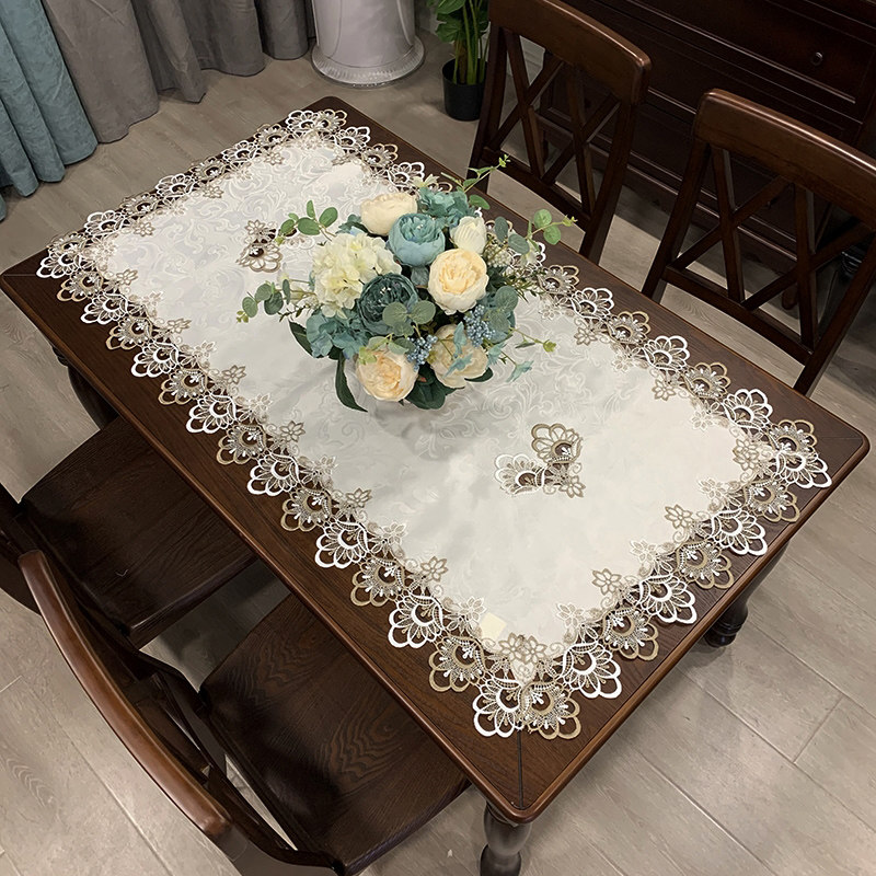 Eurostyle tea table lace cloth art table cloth rectangular home luxurious upscale tea table mat table dinner table American table cloth