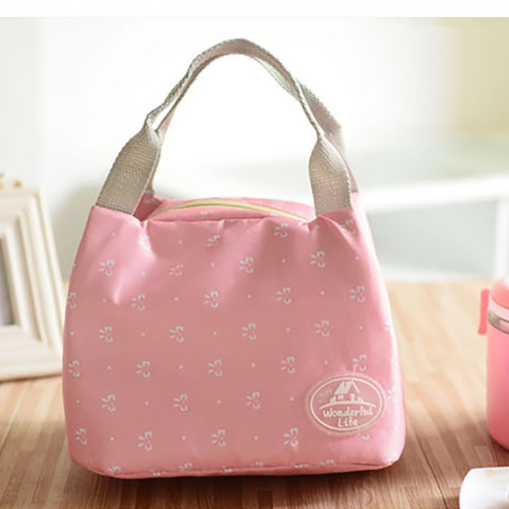 Newest Lunch Bag Insulated Cold Canvas Stripe Picnic Carry