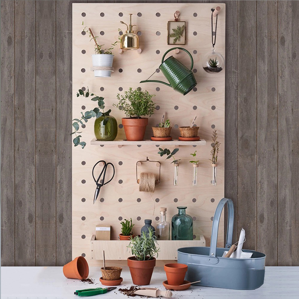 Small wood good product flower rack shelf Balcony Nordic creative space Wall-mounted wooden hole board