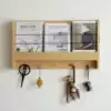 Small wood good product bookshelf Living room wall magazine storage shelf Solid wood wall-mounted book and newspaper rack Wall hook shelf