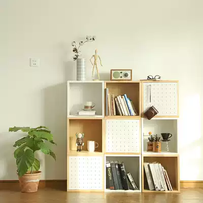 Small wood good product storage cabinet creative decoration cabinet rack Simple bookshelf shelf Simple floor-to-ceiling free combination grid