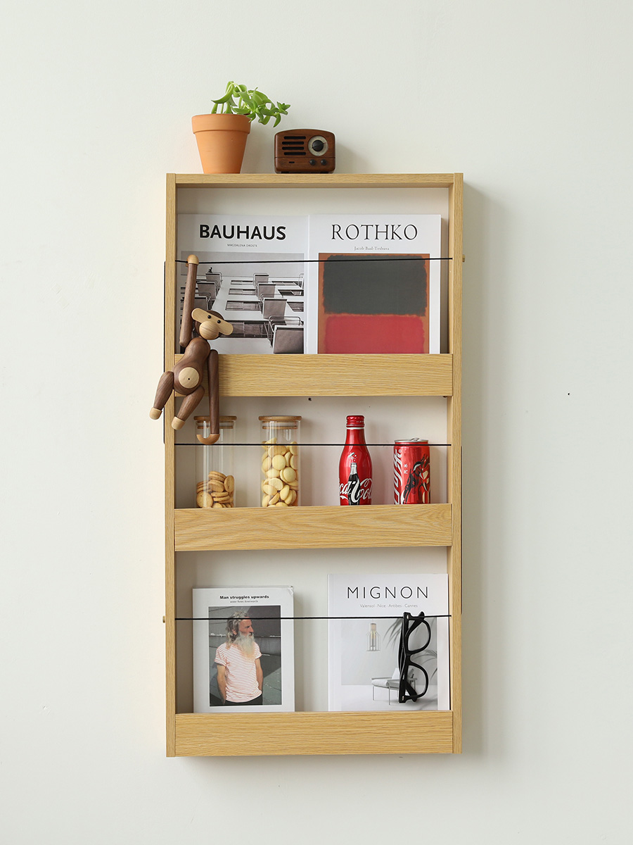 Small wooden good product bookshelf Wall children's book newspaper rack Nordic wall decoration magazine rack Wooden creative shelf