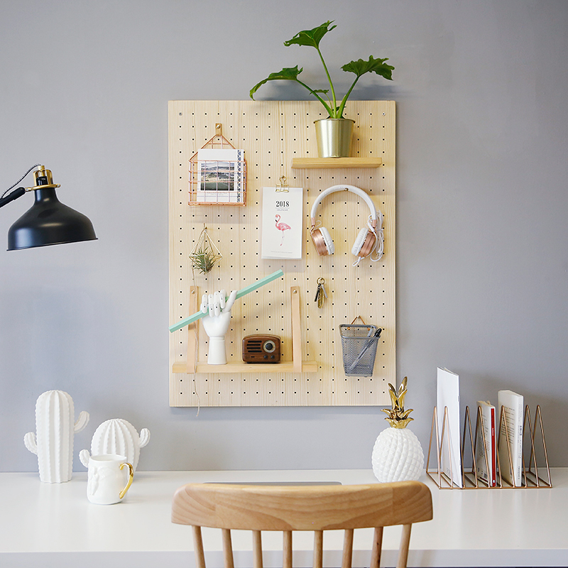Small wood Liangdong Dongle Board Solid Wood Accessories Nordic Vacuum Cleaner Wood Wall Containing shelf Desktop Wall Shelf