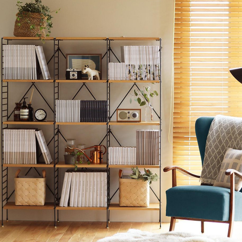Small wood good Japanese shelf landing simple bookshelf modern living room locker combination bookcase display stand