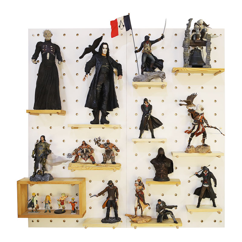 Small wooden good product model toy display frame wall hanging wall wooden hole board display shelf