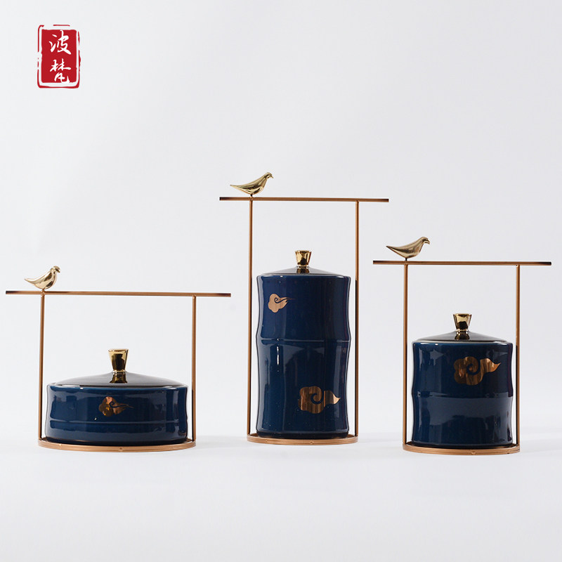 New Chinese Ceramic Art Pendulum-like-style Room Xiangyun Pattern pot Living room Entry into the family Xuanxuan Soft Decoration Furnishing