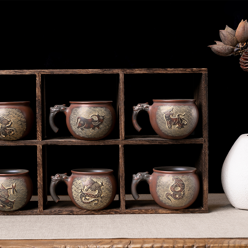 Qinzhou Mud Hing Pottery Duozodiac Cup Pure Handmade Pottery Sculpture Large Capacity Tea Master's Cup Tasting Courtesy-Taobao