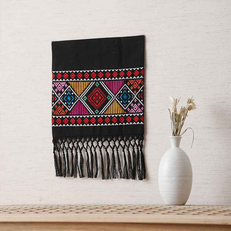 Milo Jia Non-Heritage ZhuangJin Cotton and Linen Mixed Woven Small Flower Wall Hanging Wall Decoration Ethnic Pure Handicraft Decoration Guangxi Gifts