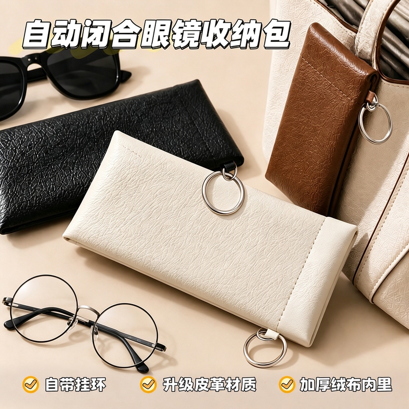 Simple Mirrored Sunglasses Case, Spring-Loaded Glasses Storage Bag, Automatic Closing Glasses Pouch, Portable Sunglasses Storage Box Simple Mirrored Sunglasses Case, Spring-Loaded Glasses Storage Bag, Automatic Closing Glasses Pouch, Portable Sunglasses Storage Box